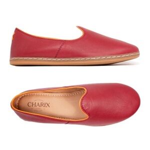 Charix Revive Deep Red and yellow trim Slip On Flat Loafer Shoes Size 40.5 (9.5)